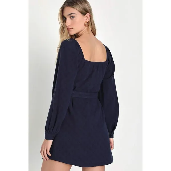 ✨Lulus Ideal Impression Navy Blue Balloon Sleeve Mini Sz Medium Dress✨ - Image 4