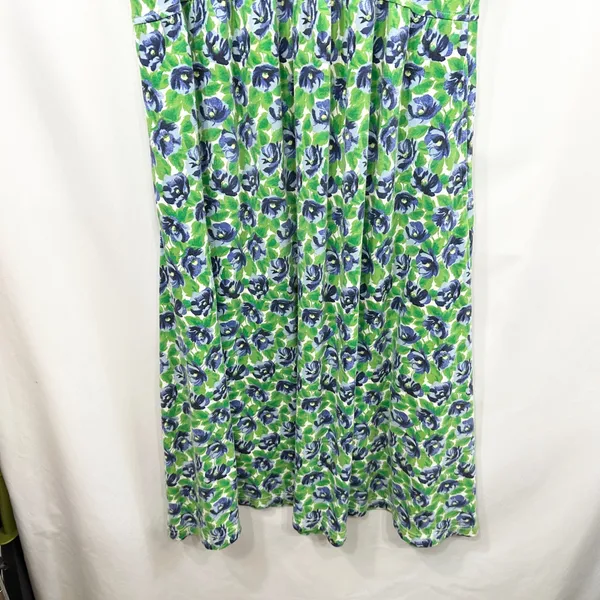 VTG The Eagle's Eye Large Midi Dress Floral Sleeveless Blue Green Bow 80s‎ 1600 - Image 8