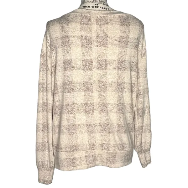 Maurices (M) Cozy Relaxed Plaid Button Long Sleeve Dolman Boat Neckline Tee - Image 7