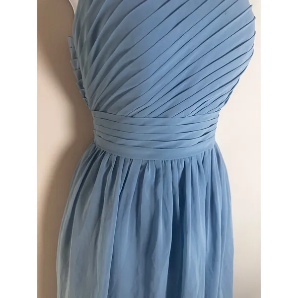 Azazie One Shoulder Pleated Chiffon Bridesmaid Dress Sky Blue Size A0‎ Formal - Image 2