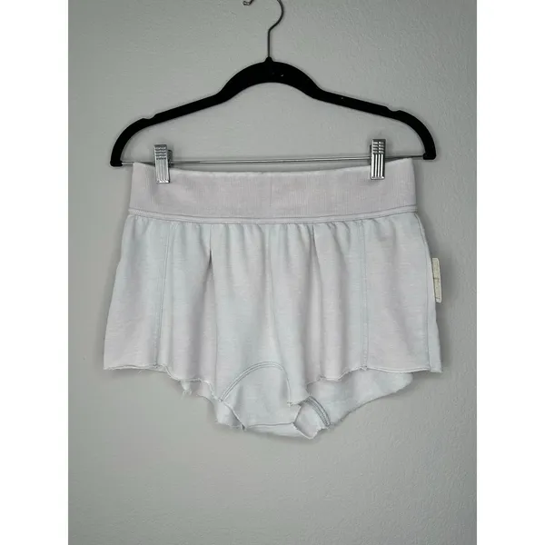 FREE PEOPLE Cozy Soft Comfy Casual Harem Lounge Sweat Shorts in Light Grey XS - Image 4