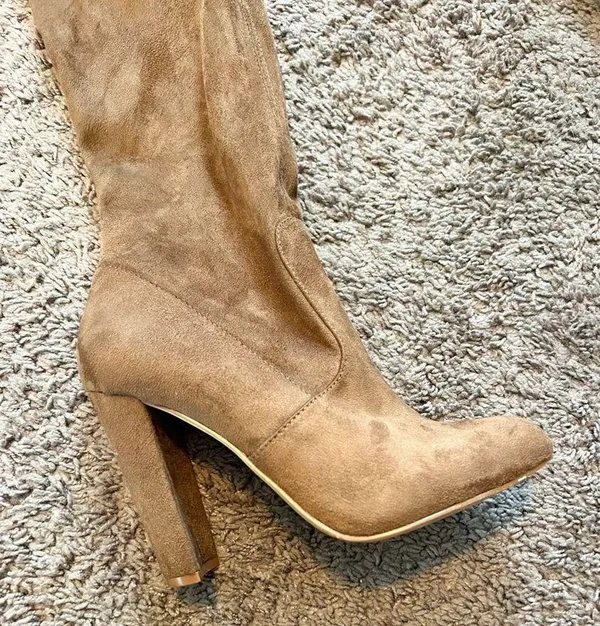 JustFab Taupe Thigh-High Boot - Image 5