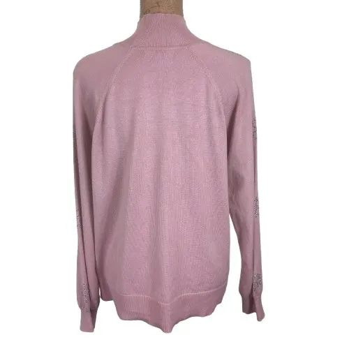 Marled Reunited Clothing Pink Rhinestone Snowflake Mock Neck Sweater Winter XL - Image 3