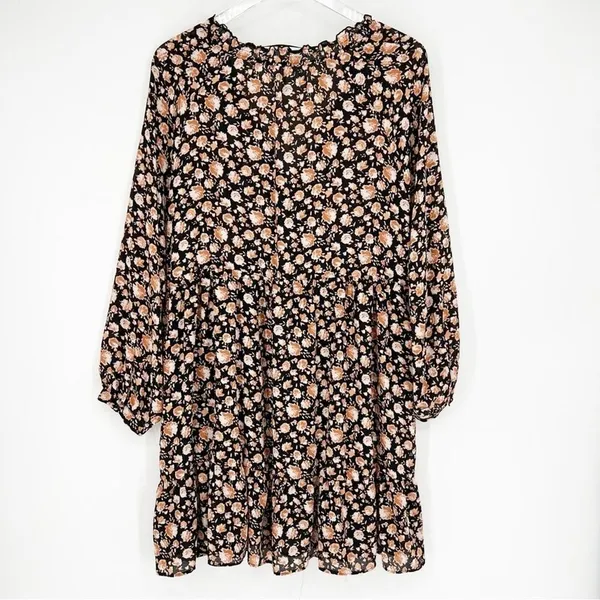 ZARA Women's Floral Tunic Mini Dress Size M Boho‎ Chic - Image 3