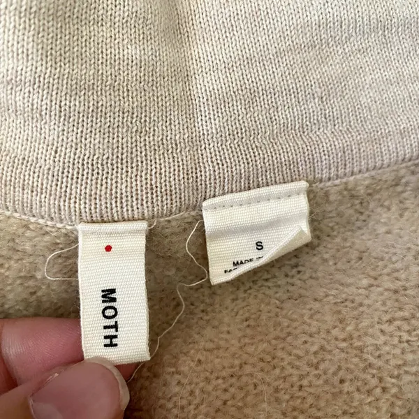 Anthropologie Moth Two Tone Cream Wool Alpaca Blend Sweater‎ V-Neck Size Small - Image 6