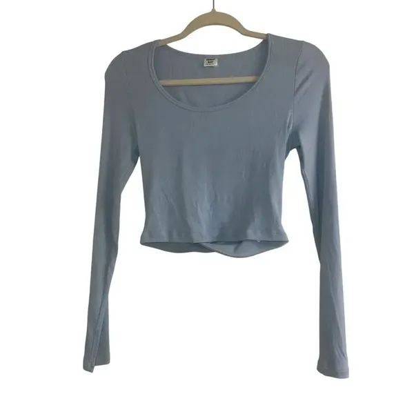 ✨Aritzia Sundays Best Ribbed Open Back Cropped Blue Sz Medium Top✨ - Image 3