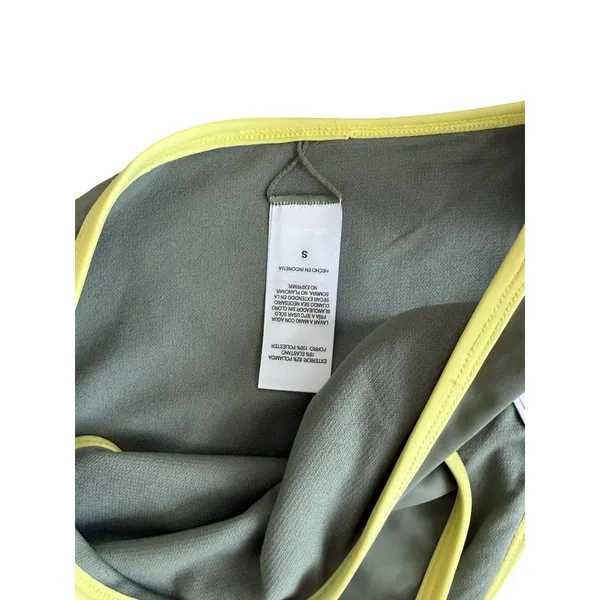 Salt + Cove Womens High Leg Bikini Bottoms Olive‎ Green Yellow Trim Size S NEW - Image 5