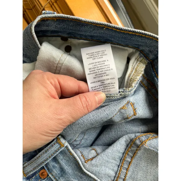 RE DONE‎ Levi's High Rise Straight Jeans Altered Waist Vintage Wash Size 27 - Image 5