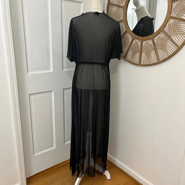 Windsor Black Sheer Maxi Mesh Duster OS Festival Goth Whimsigoth Layers Witchy - Image 5
