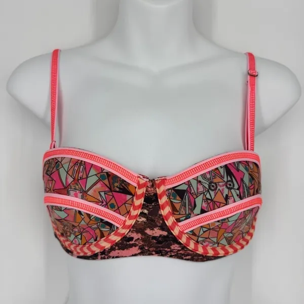 Maaji Bikini Set Size Small Pink Orange Geometric Print Swimsuit Tropical Beach - Image 2