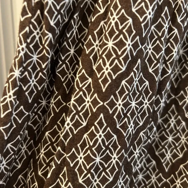 Loft Sun Dress Brown White Geometric Print Size 4 - Image 6