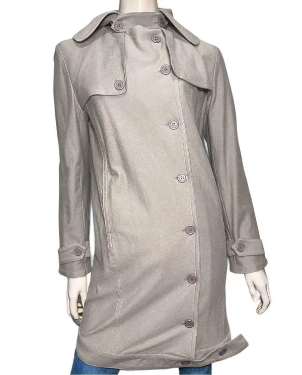 Harlow Vintage Y2K Women’s Size XS Tan Nude Beige Cotton Trench Coat Jacket - Image 4