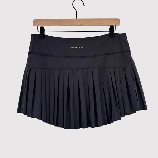 Gold Hinge Womens Skort Black Pleated Mini Tennis Skirt Lined High Waist XL - Image 4