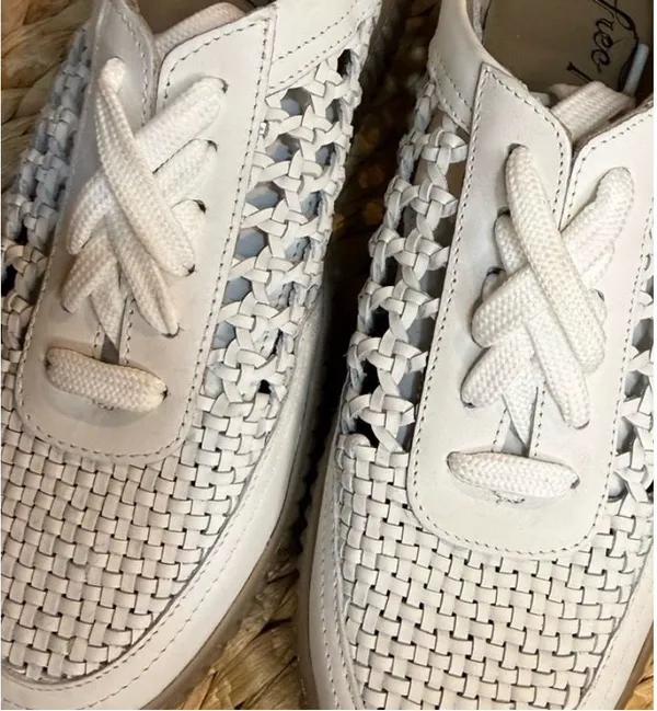 Free People Wimberly White Woven Sneakers with Gum Sole New w/ Box 8.5 - Image 6