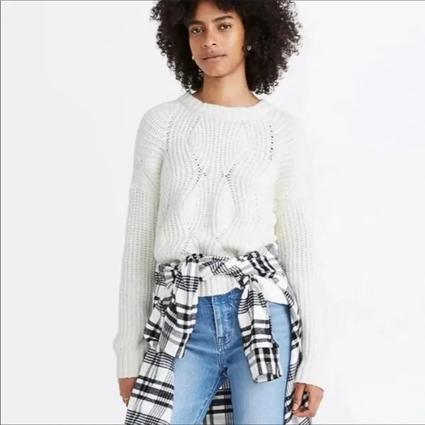 Madewell Everett Rib Play Ribbed Cable Knit Sweater Pullover Blouse Plus 2X v6x - Image 3