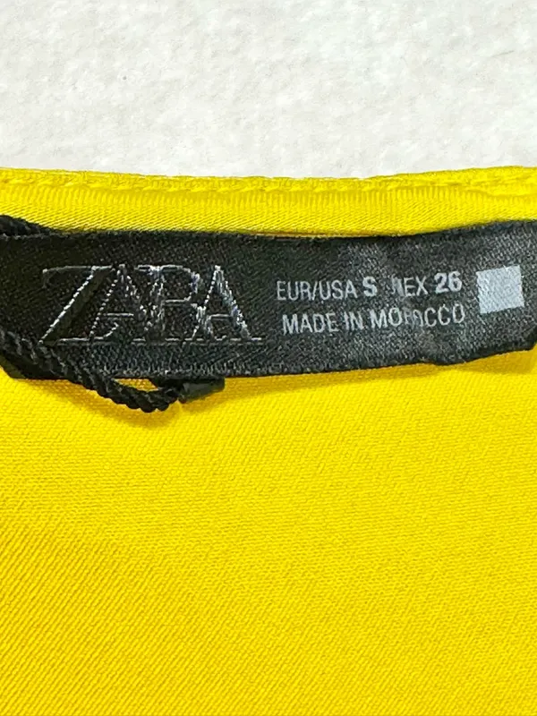 Zara Yellow Satin Finish Slip Dress with White Lace Trim Size Small - Image 14