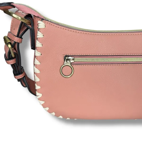 New Sondra Roberts Vegan Leather Tote‎ Shoulder Bag Top Handle Pink Whipstitch - Image 6