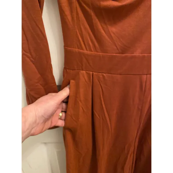 Brand New Halara Women's Size Small Burnt Orange Long Sleeve Dress Midi - Image 3