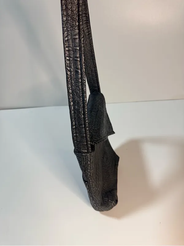 Black Crocodile Embossed Shoulder Bag Handbag - Image 7