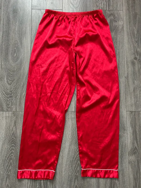 Red Sleepwear Pants Valentines Loungewear Size Medium - Image 3
