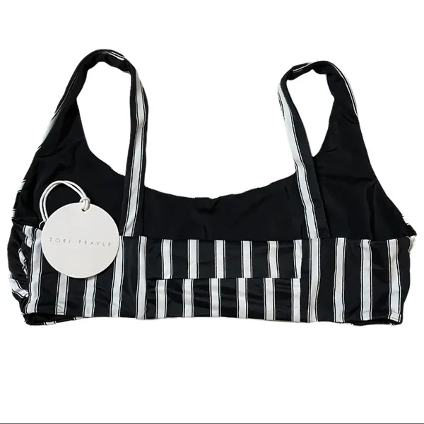 Tori Praver‎ Deja Striped Bikini XS Swimsuit Black White Top - Image 8