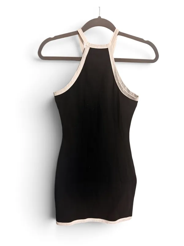 Black & White Contrast Halter Mini Dress Y2K 90s Style Size M - Image 2