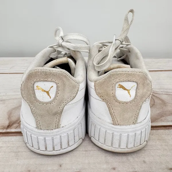 Puma Carina 2.0 Laser Cut Flowers Sneakers White Gold Logos Athletic Feminine 7 - Image 5