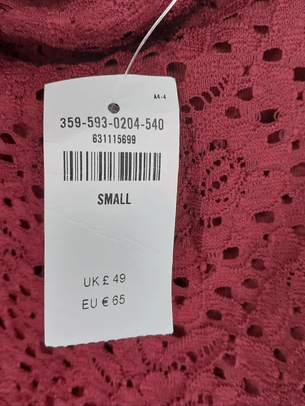 Hollister Burgundy Lace Long Sleeve Fit & Flare Skater Mini Dress NWT - Image 7