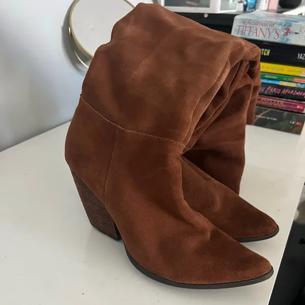 CHARLES DAVID Brown Suede Cowboy Boots - Image 3