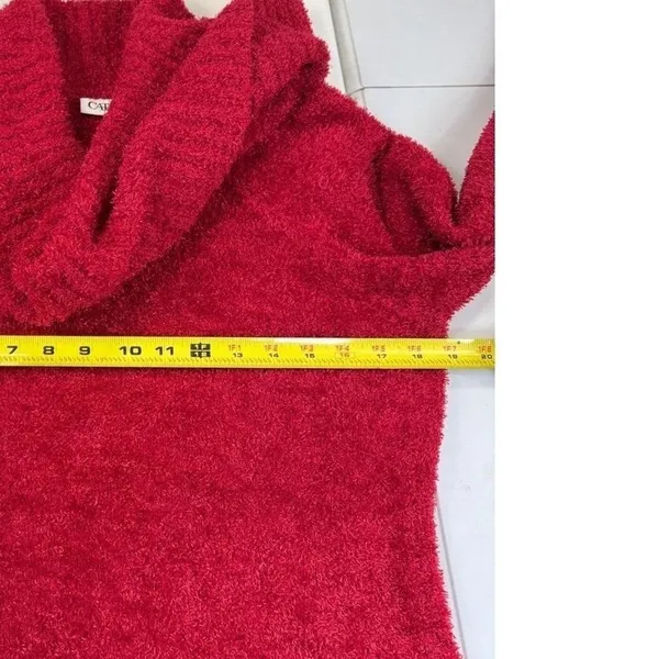 Cato‎ Red Fuzzy Cowl Neck Long Sleeve Tunic Sweater Top Women's Size L - Image 7