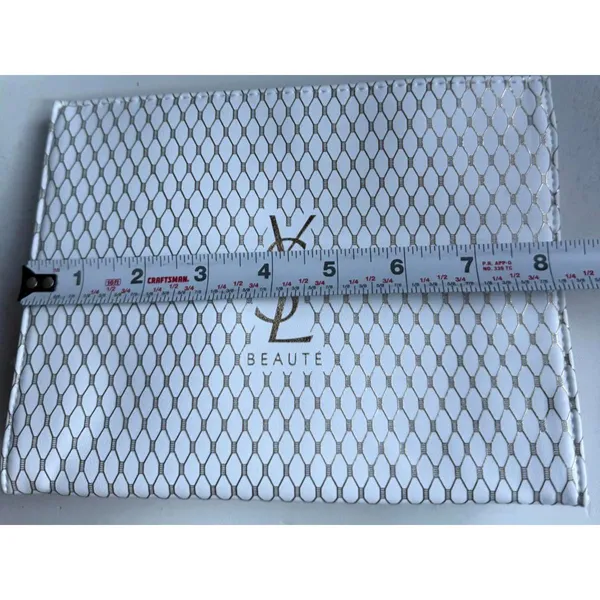 Yves Saint Laurent Beaute White Clutch Bag with Gold Mesh Pattern - Image 5