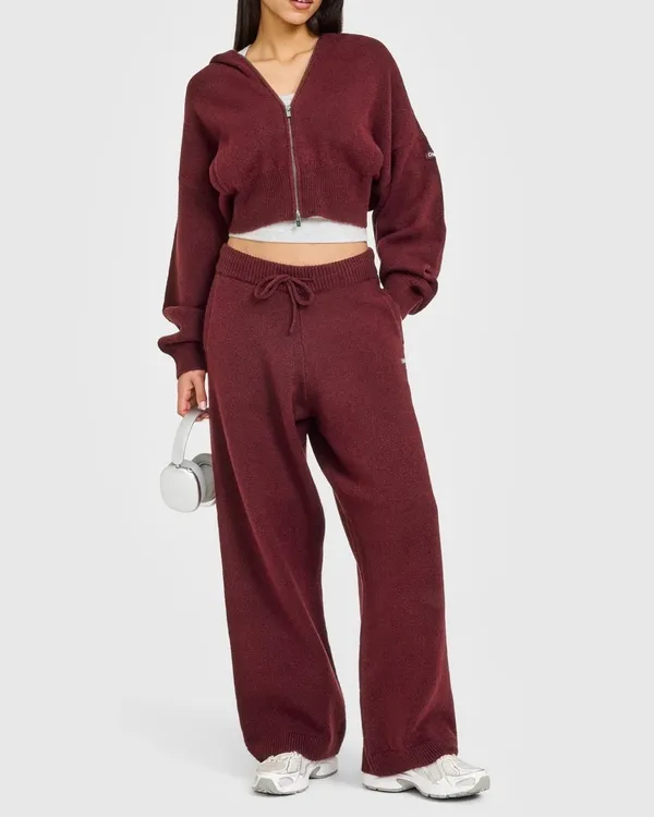 Oner Active Oversized Knit Straight Leg Pants Rosewood - Image 3