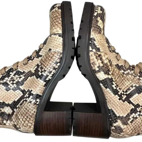 Vince Camuto Gaviana Combat Boots 7 Leather Shortbread Desert Python Lug Sole - Image 8