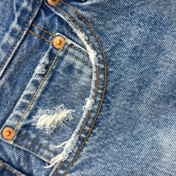 Levis Premium Sz 501 Button Fly Cut Off Denim Short Size 4 Sz 27 Jean Distressed - Image 2