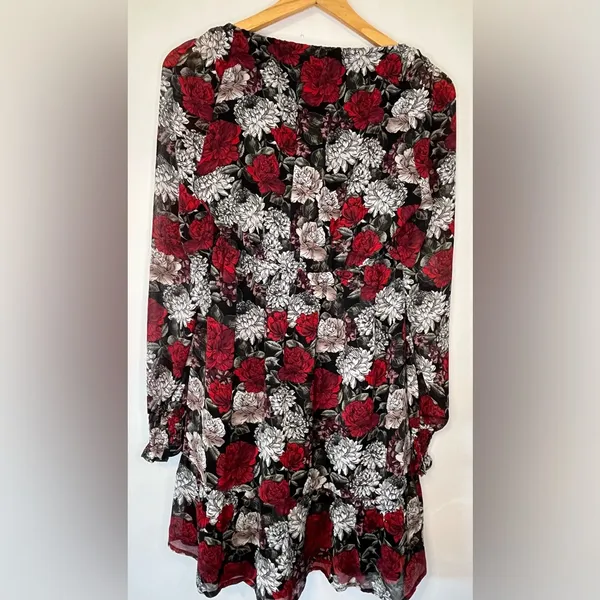 Jack by BB Dakota Floral Mini Dress Black Red Rose Smocked Y2K Coquette Sz S - Image 4