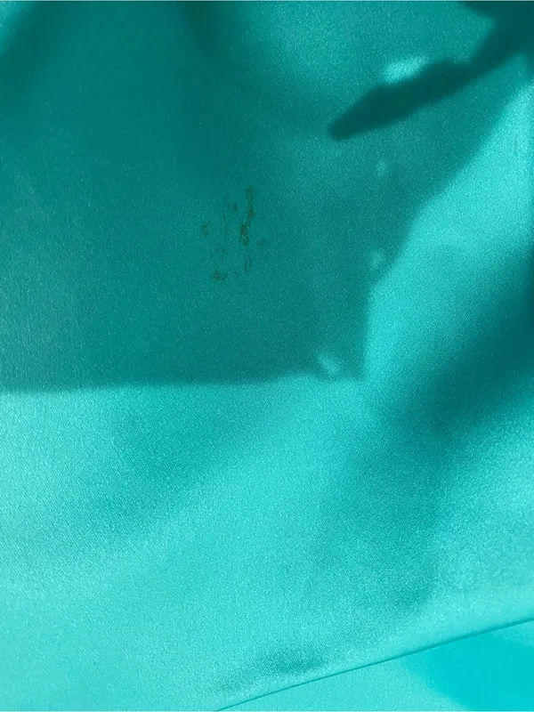 Phoebe Couture Strapless Teal Satin Sheath Dress - Image 8