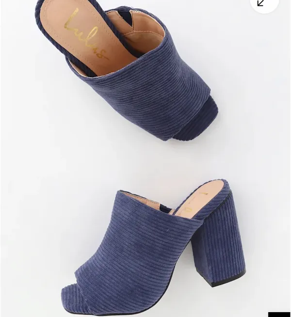 Lulus Blue corduroy mules raelynn - Image 3