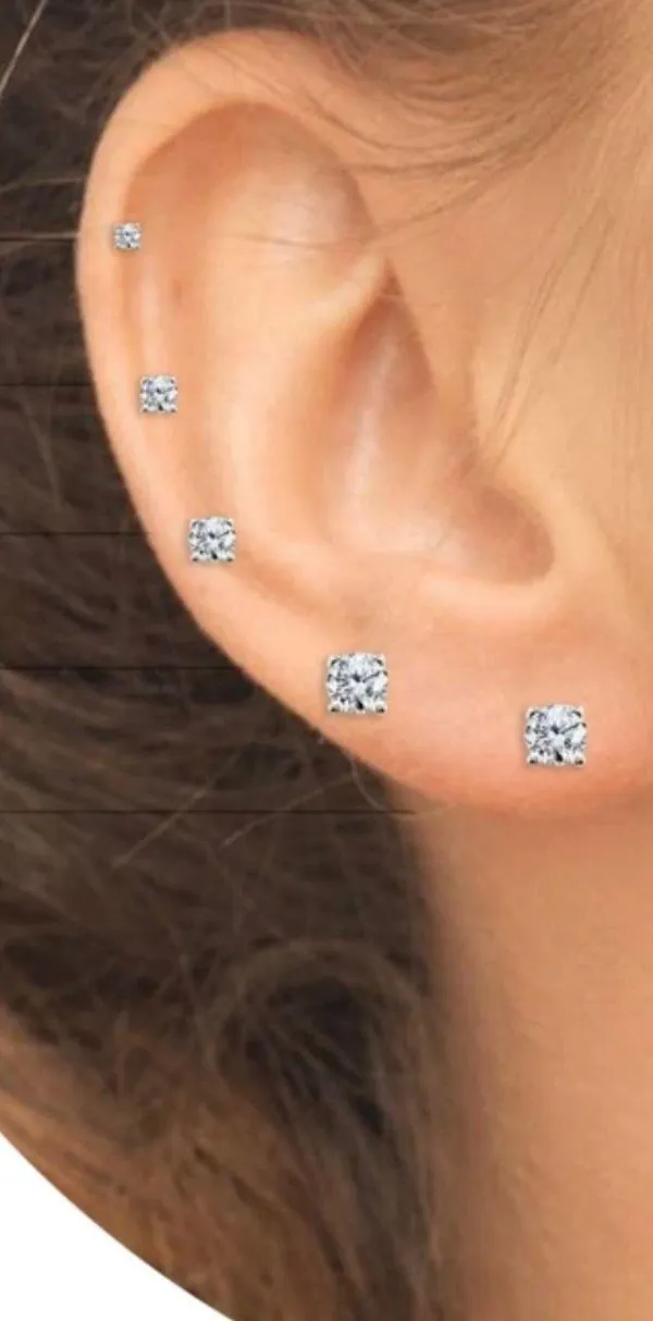 ❤️ 14k gold girl tiny earrings studs ❤️ Screwback ❤️ ❤️ Aretes pequeños de niña con zirconia blanca pequeñitos ❤️ Oro de 14 Kilates ❤️ Broqueles de tornillo - Image 5