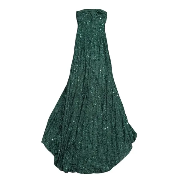 Women's Strapless High Leg Slit Sequin Maxi Mermaid Dress in Green, Size 0​​​ - Image 4