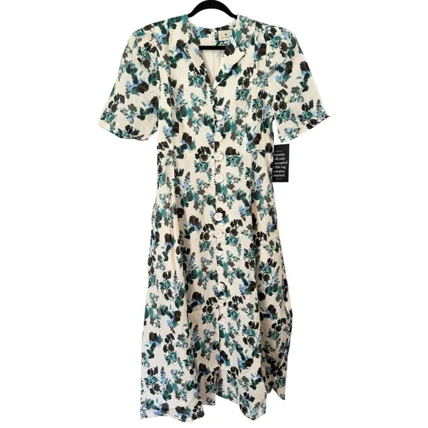 NWT Tuckernuck Budding Bluebell Blue Blooms Hadley Linen Dress Size Large - Image 2