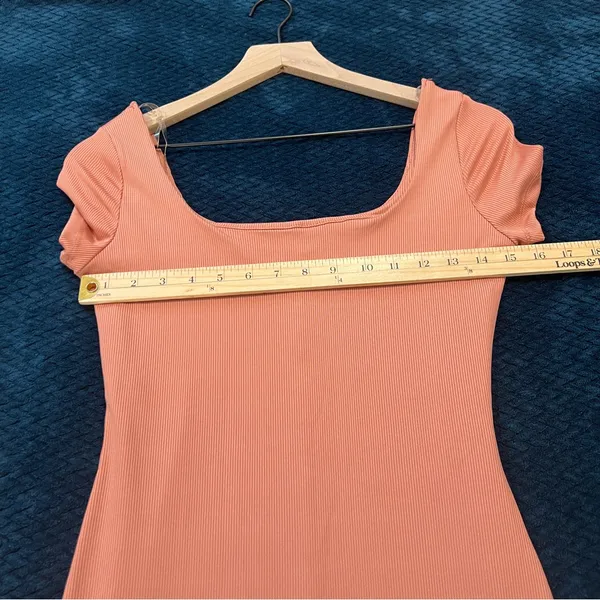 Haute Monde‎ Blush Pink Stretch Ribbed Jersey Knit Side Slit Bodycon Maxi Dress - Image 11