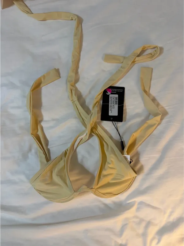 Cream Criss Cross Bikini Top - Image 2