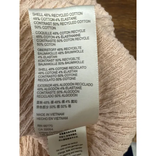 Free People Red Delicious Peach Waffle Knit Smocked Thermal Top‎ Women's Medium - Image 5