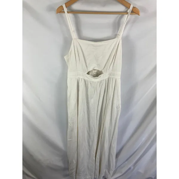 Nine West Linen Blend Cutout Front White Midi Dress Size XL - Image 3