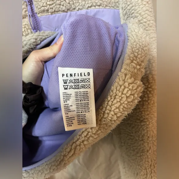 Madewell PENFIELD Jacket S Cream Beige Sherpa Zip Fleece Oatmeal Lavender Fuzzy Mattawa - Image 3