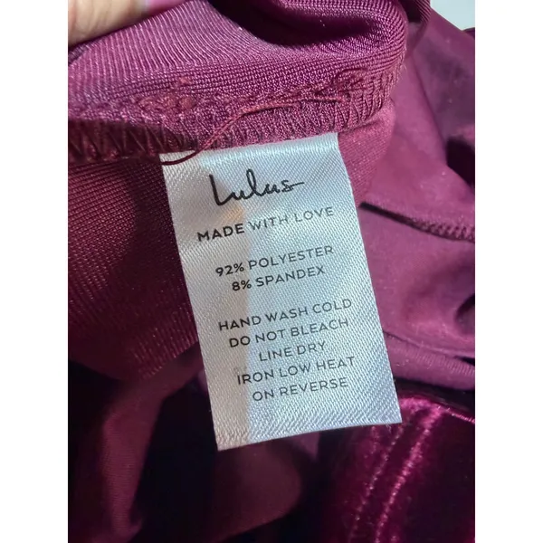 Lulus Crushing It Maxi Dress Size L Burgundy Velvet Slit Gown Old Hollywood NWT - Image 9