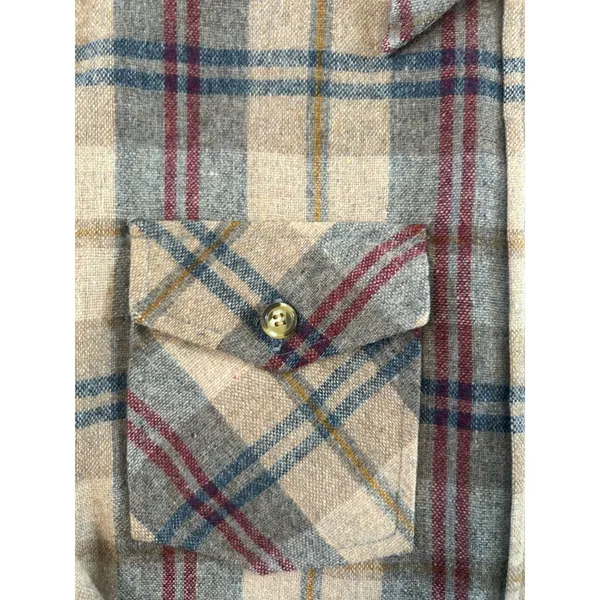 Vintage 70s P.S. Philip Scott Wool Blend Flannel Button Up Shirt Brown Plaid S - Image 6