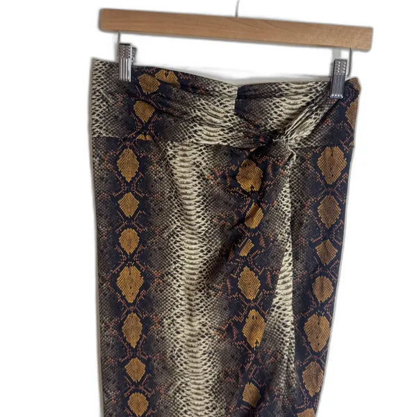 Skims coverup Skirt Womens Small Brown Snake Print Wrap High Waist Midi‎ Stretch - Image 5