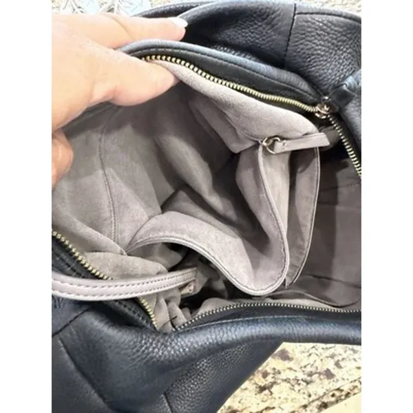 Vince Camuto Black Pebbled Leather Slouchy Hobo Crescent Shoulder Bag - Image 7