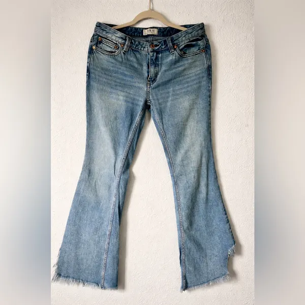 Free People - We The Free Vintage Flare Jeans Raw Hem Mid Rise Denim Size 28 - Image 3